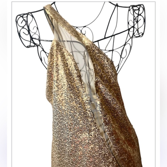 Chic Me Gold Sequin One Shoulder Dress Sz XL Women - Picture 3 of 8